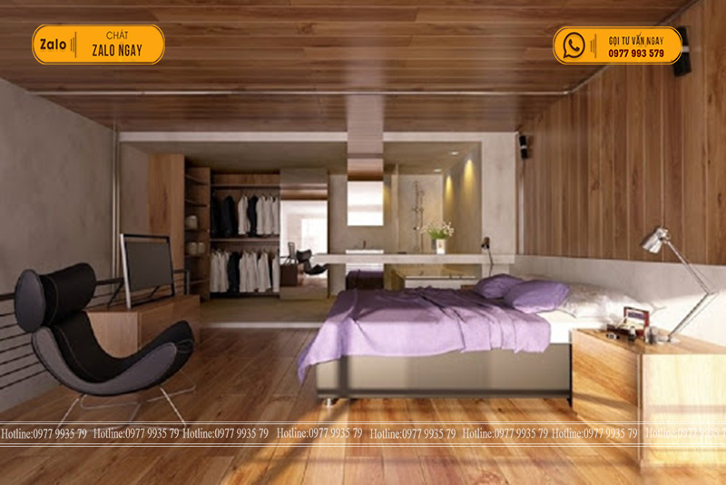 tấm ốp tường vân gỗ và thiết kế nội thất phòng ngủ tối giản theo phong cách nhật bản - 5