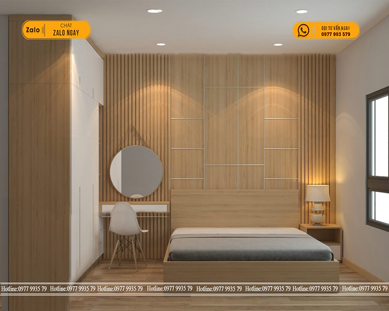 tấm ốp tường vân gỗ và thiết kế nội thất phòng ngủ tối giản theo phong cách nhật bản - 3