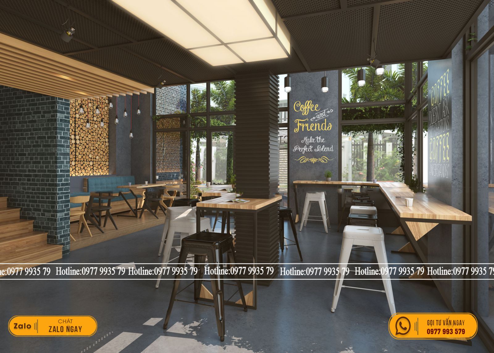 Tươi mới, mộc mạc với chất liệu nhựa giả gỗ trong thiết kế quán cafe phong cách Rustic 3