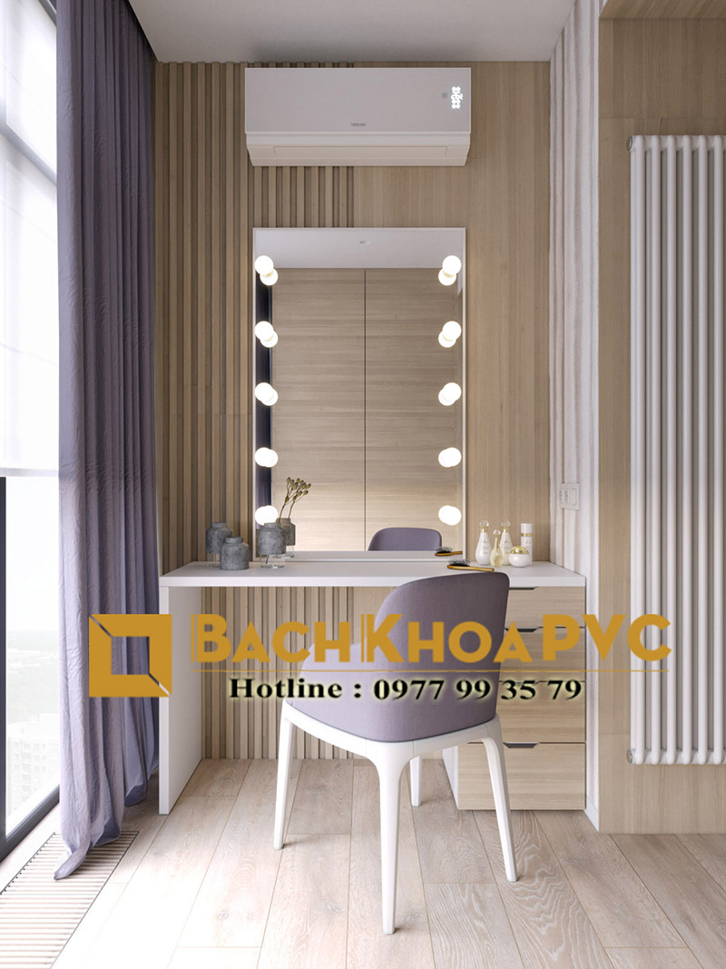 Mẫu thiết kế nội thất phòng ngủ ứng dụng tấm ốp tường vân gỗ dạng sóng sáng tạo 4