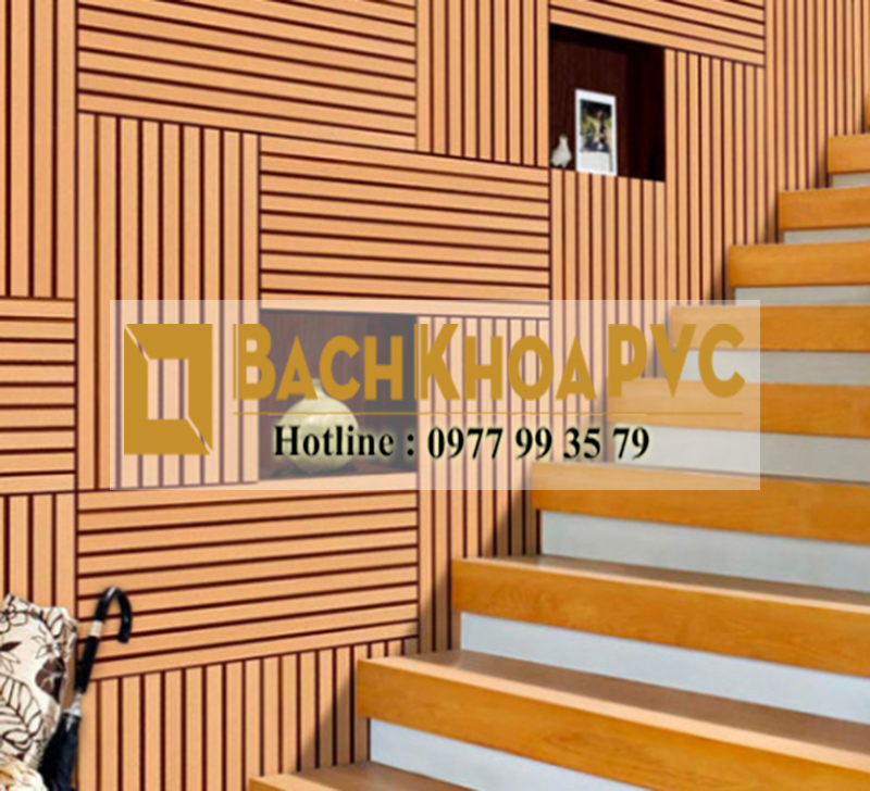 Tấm nhựa giả gỗ ốp cầu thang vật liệu trang trí nội thất HOT nhất hiện nay 2