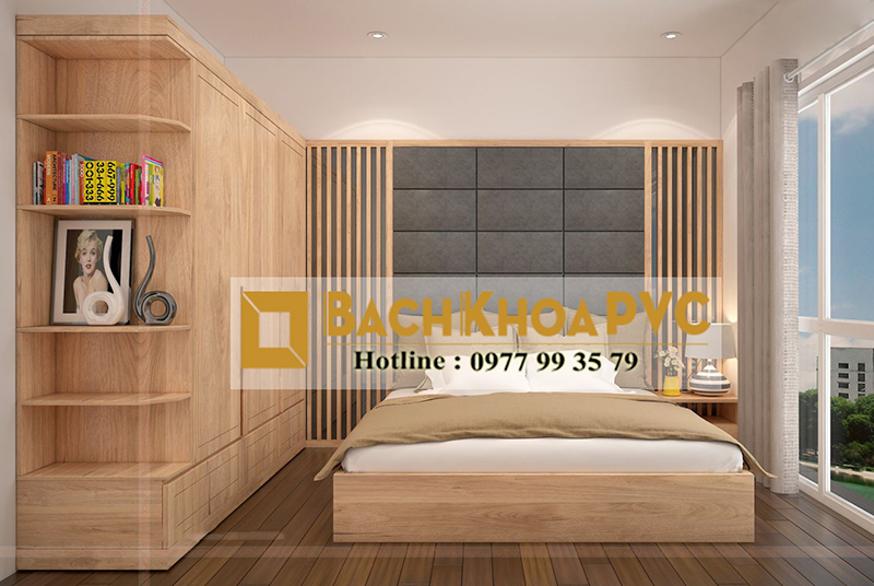 Tấm ốp tường giả gỗ PVC giải pháp tốt nhất cho thiết kế nội thất phòng ngủ nhỏ chung cư 2
